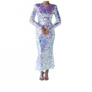 NEW MABLE celestial muse midi dress in silver